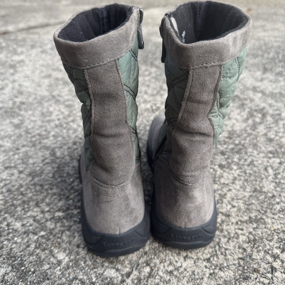 Lands End Womens Size 8.5 B Gray Suede Leather Zip Up Mid Calf Boots Quilted - Picture 6 of 10